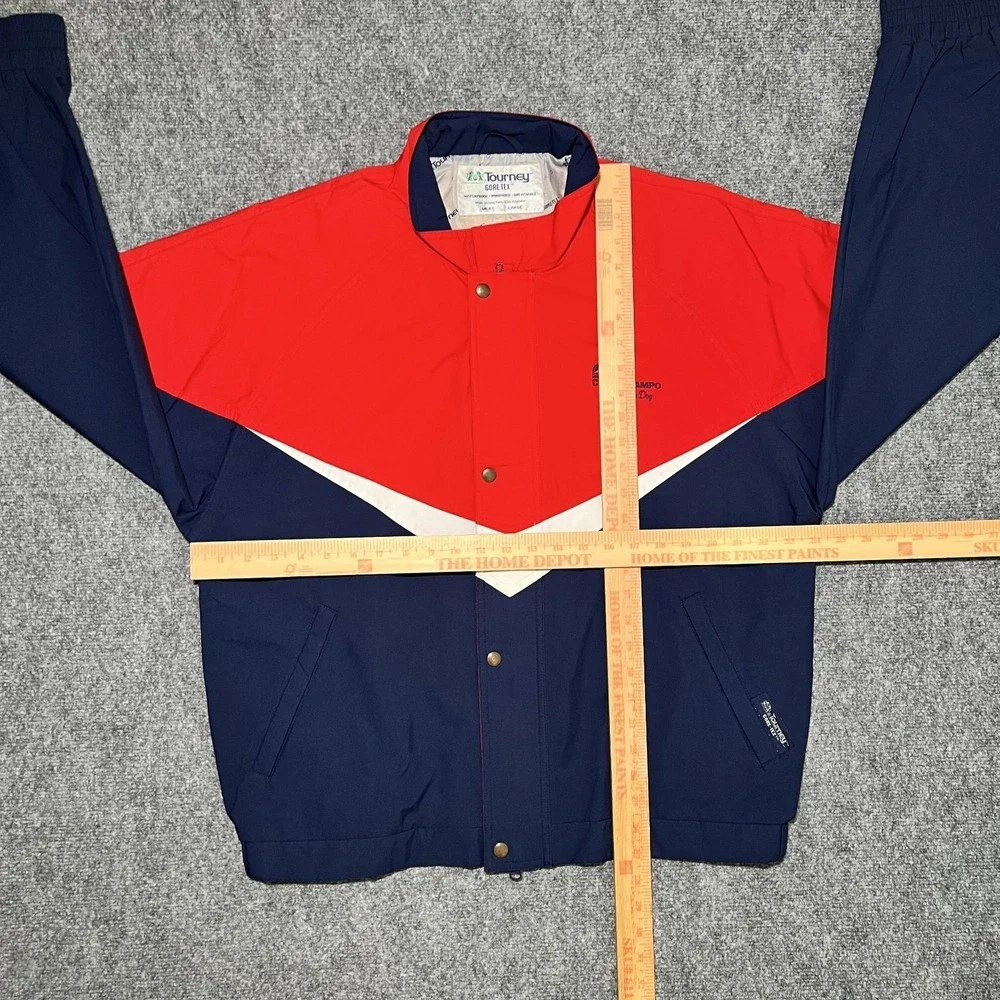 Tourney Gore-Tex Waterproof Windproof Breathable Jacket Men Large Red White Blue